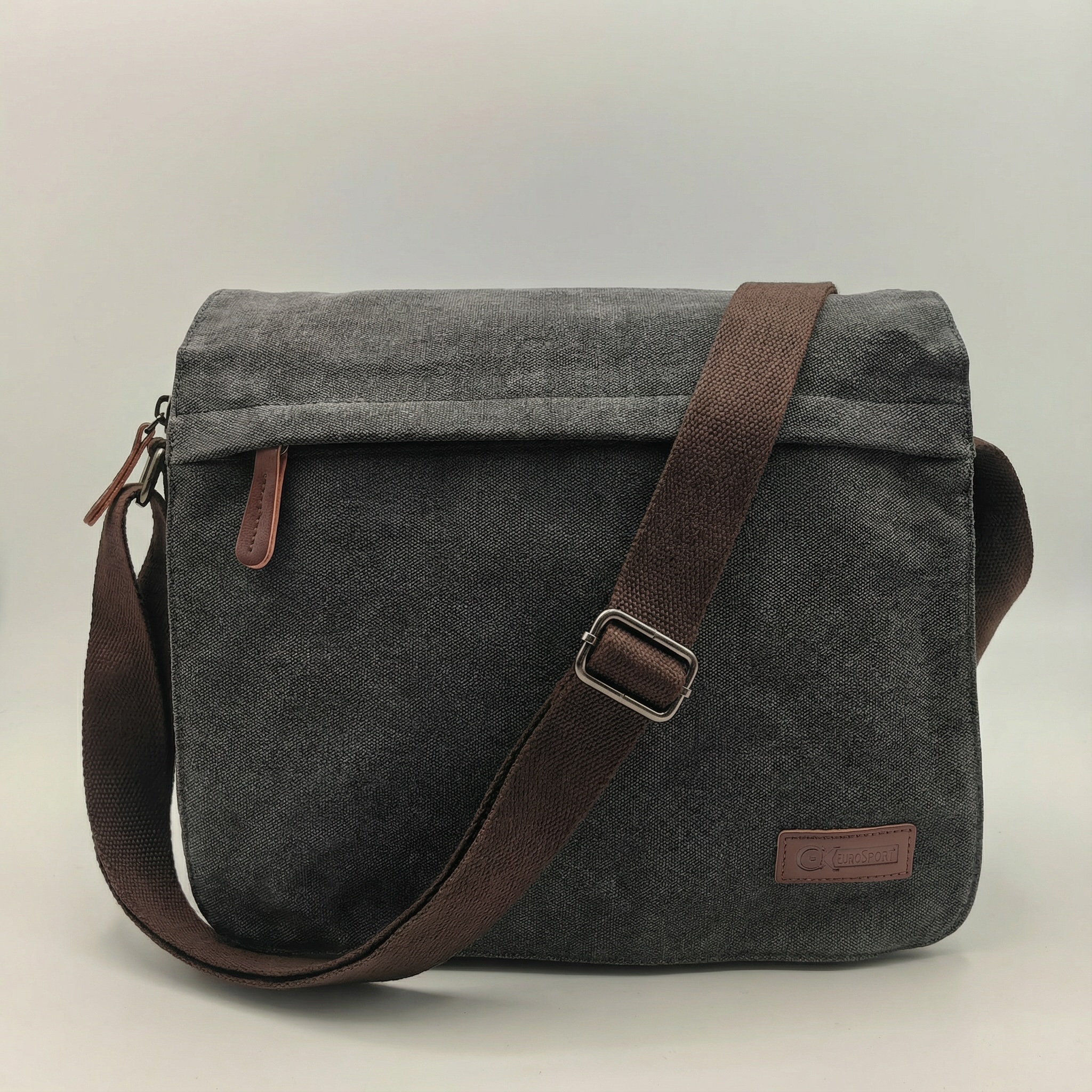 Khaki 14.5 in Canvas Crossbody Bag