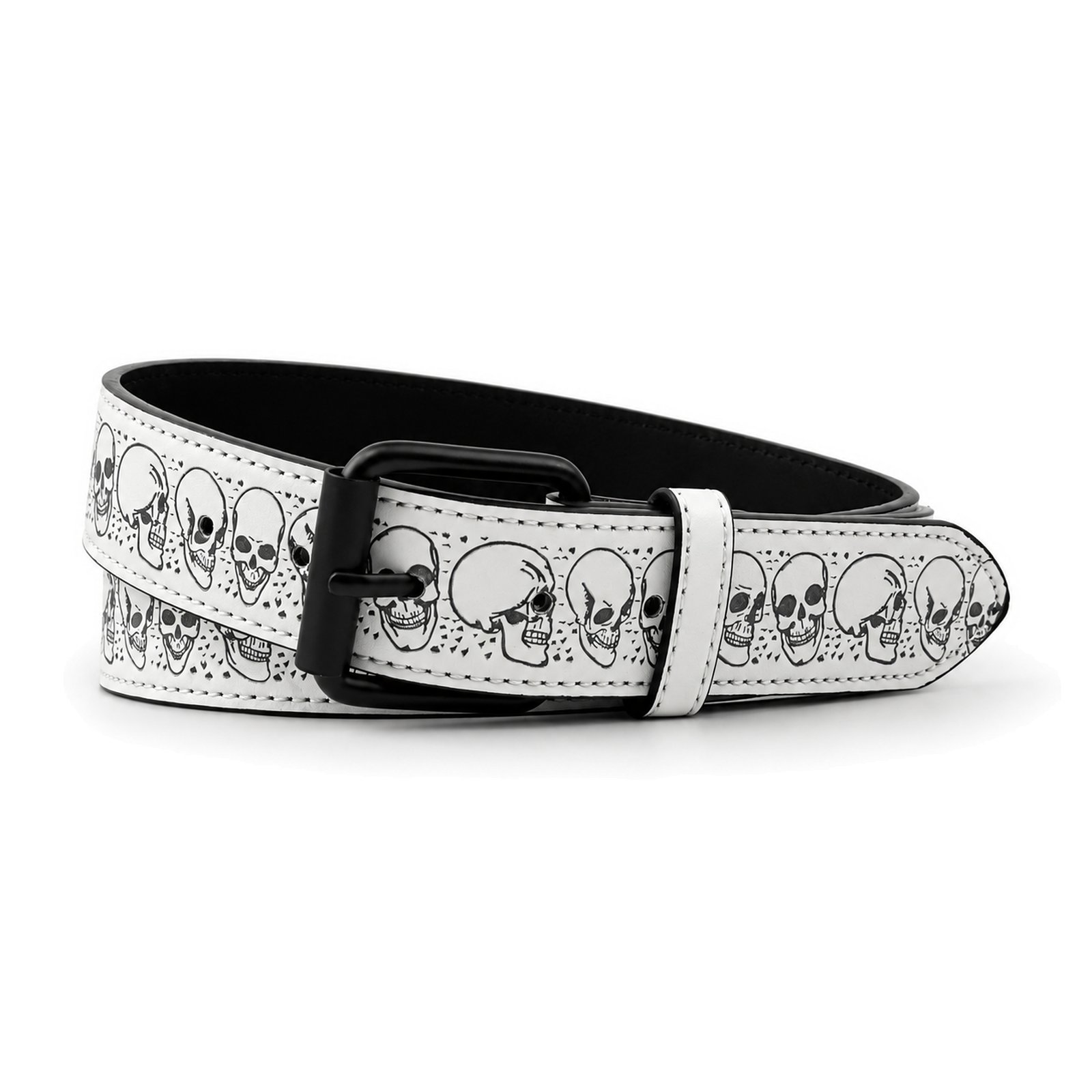 White Men's Faux leather Pin buckle Belt 2621