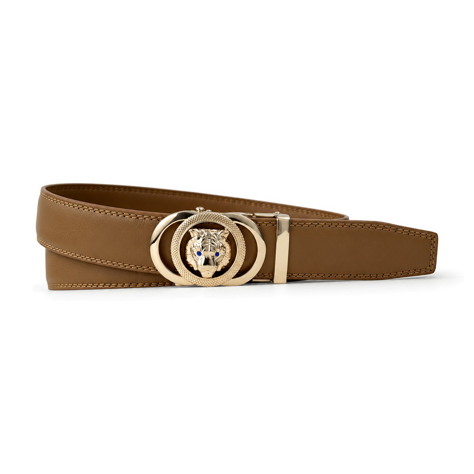 Tan Men's Microfiber faux leather Track buckle Belt DS9115G