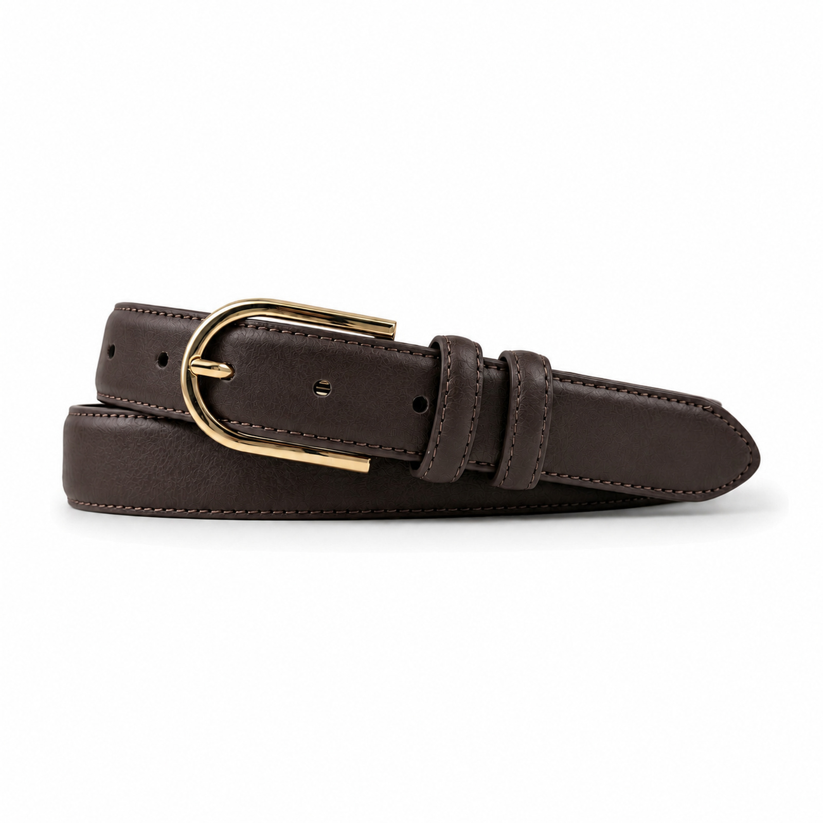 Brown Women's Faux leather / split cowhide Pin buckle Belt BH500G