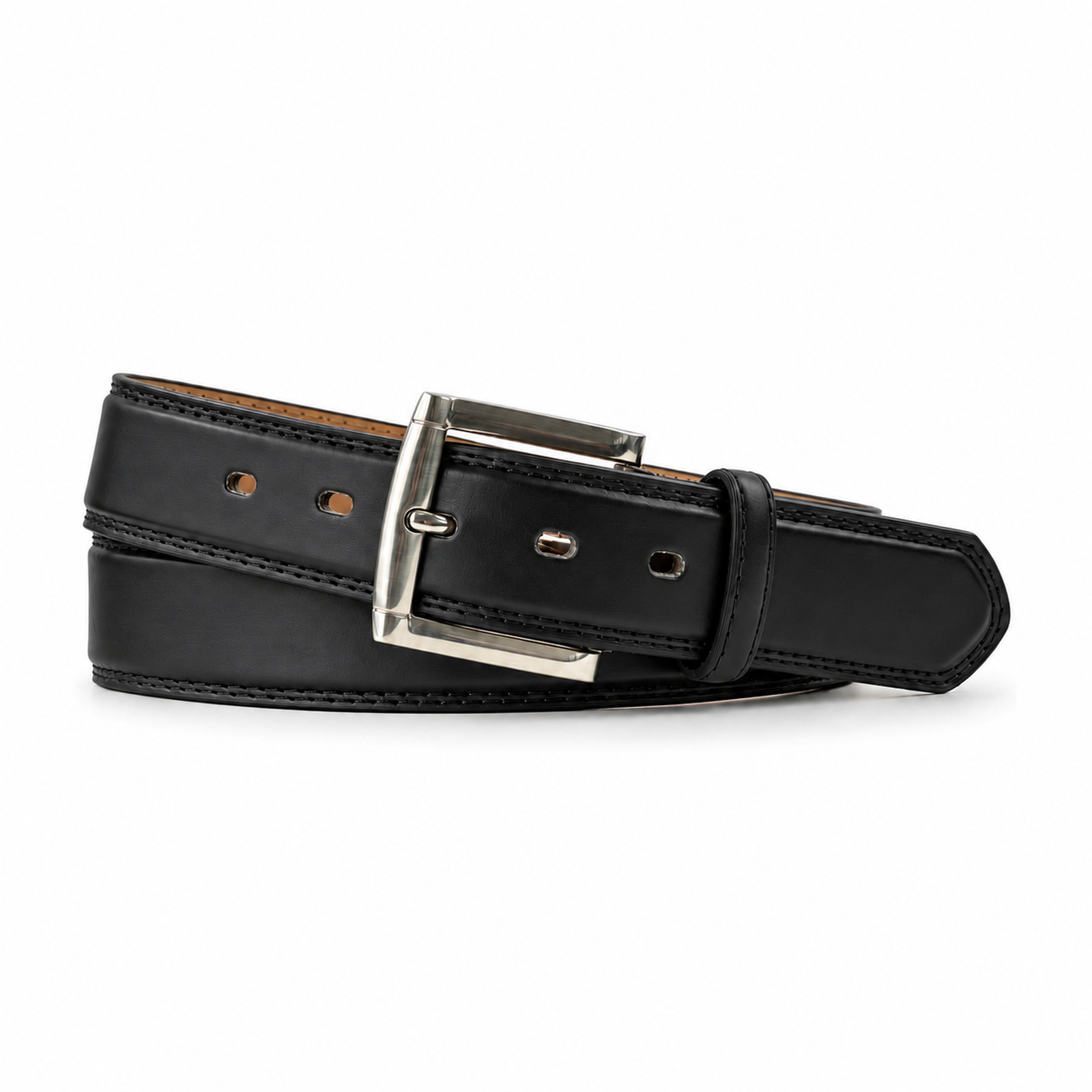 Black Men's Faux leather Pin buckle Belt BW1015
